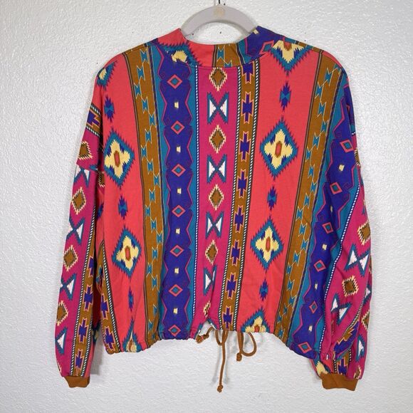 Vintage Southwest Jacket Top Women Large Western Southwestern Crop Shacket Retro - Picture 6 of 10